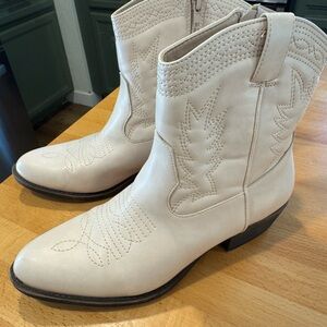 Free People Cream Ankle Cowboy Booties